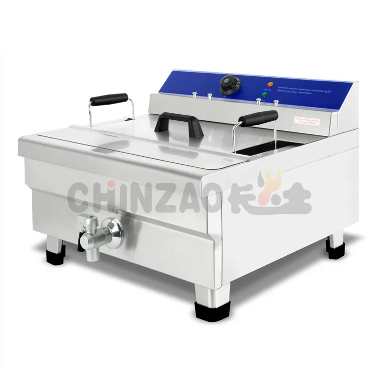 30L Large Tank Industrial Electric Spiral Potato Chips Fryer with Oil Valve