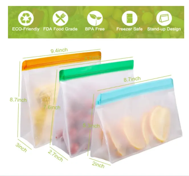 Peva Bags Storage Peva Food Bags Customized Vacuum Compression Snack Sandwich Storage Stand Up Bag