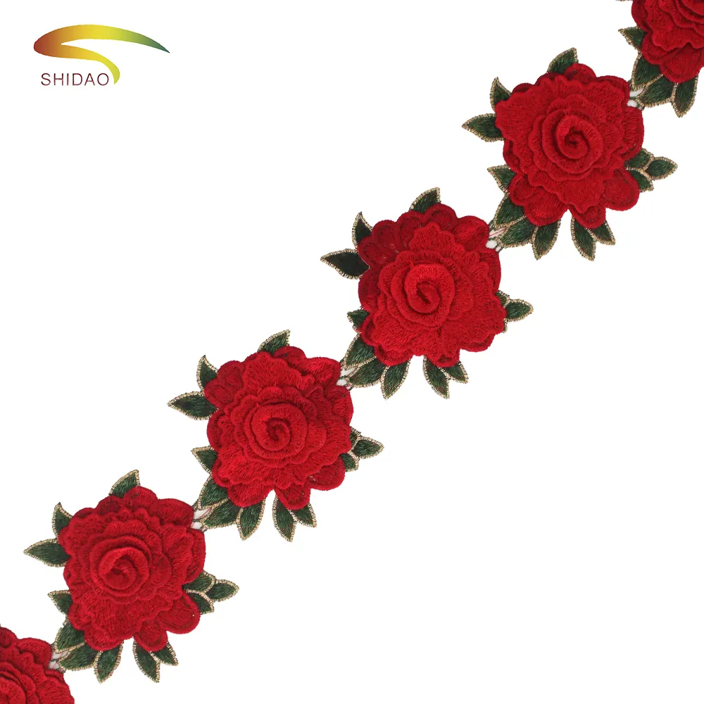 Красивый дизайн вышивки розы 3d цветочное кружево для платья кружевная отделка