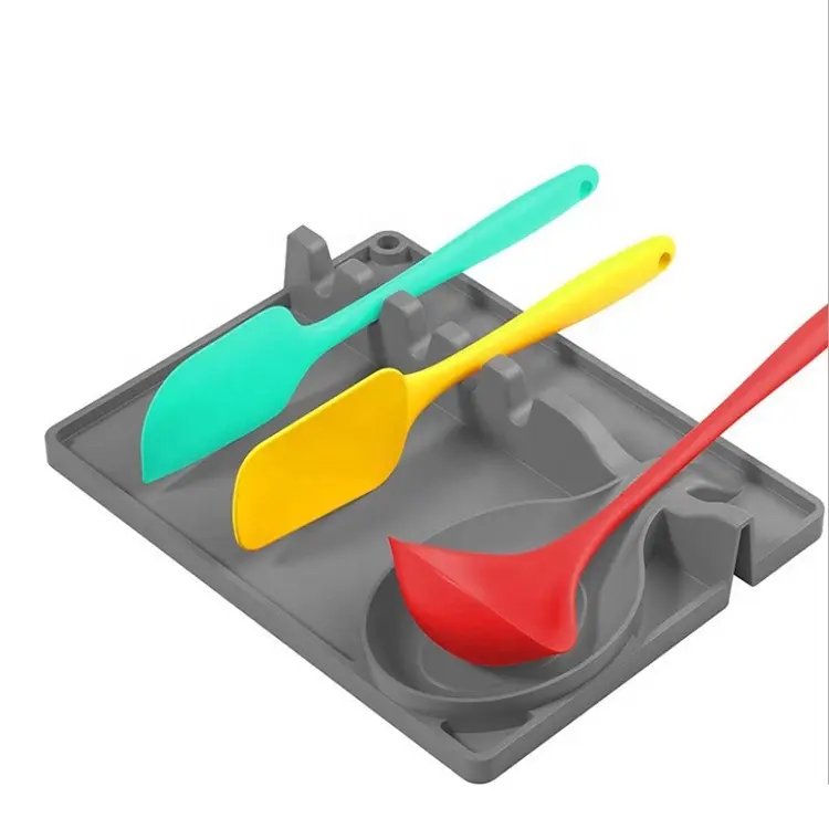 Custom Made Utensil Spatula Holder BPA Free Silicone Spoon Rest