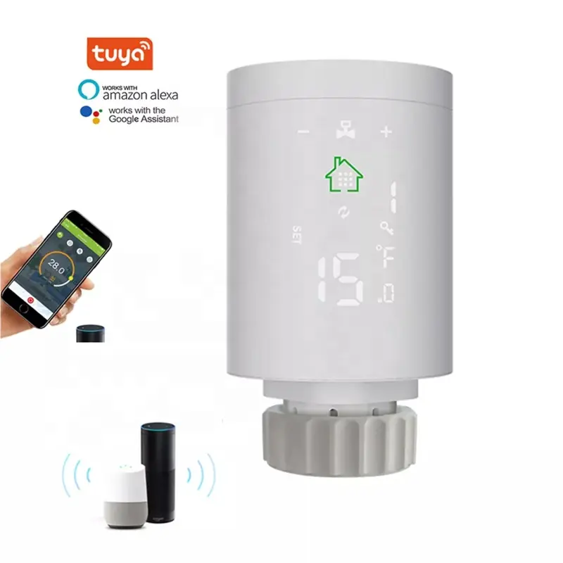 Умный Терморегулятор с Wi-Fi Zigbee, термостат для отопления с клапаном, совместим с Google Home и Alexa