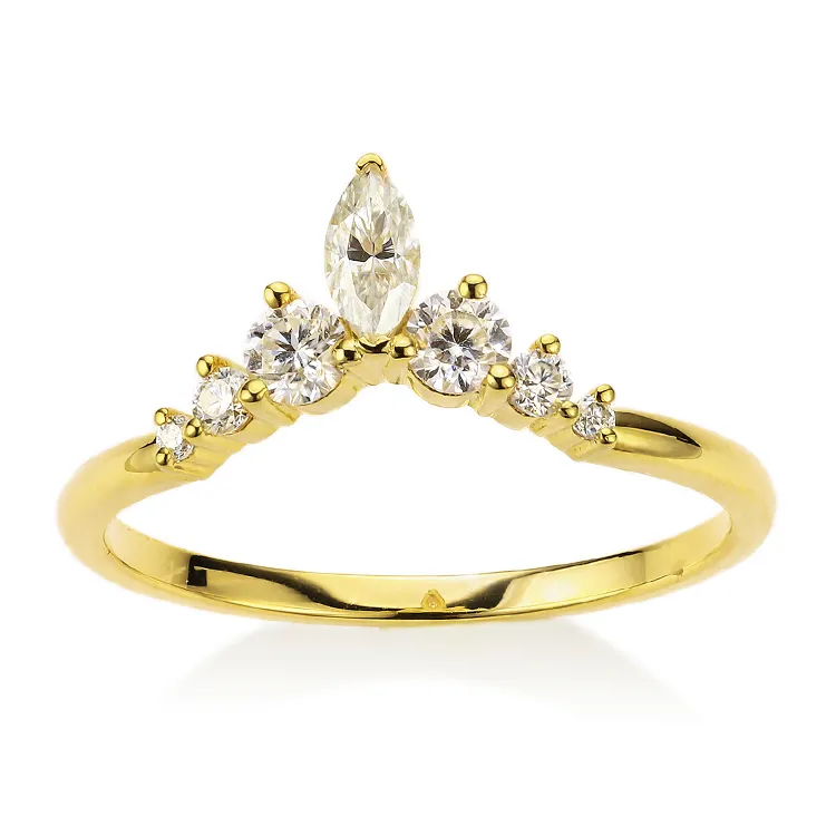 ААА драгоценный камень в винтажном стиле 1,6 мм длина браслета 14K / 18 карат желтое золото Белый Муассанит обручальные кольца с бриллиантом для женщин