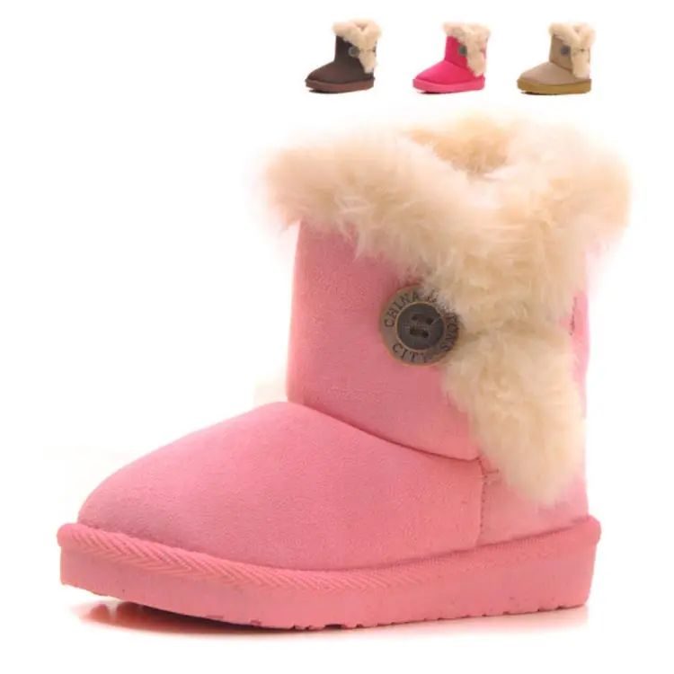 Милые зимние теплые детские зимние ботинки Нескользящие на плоской подошве с круглым носком детские ботинки