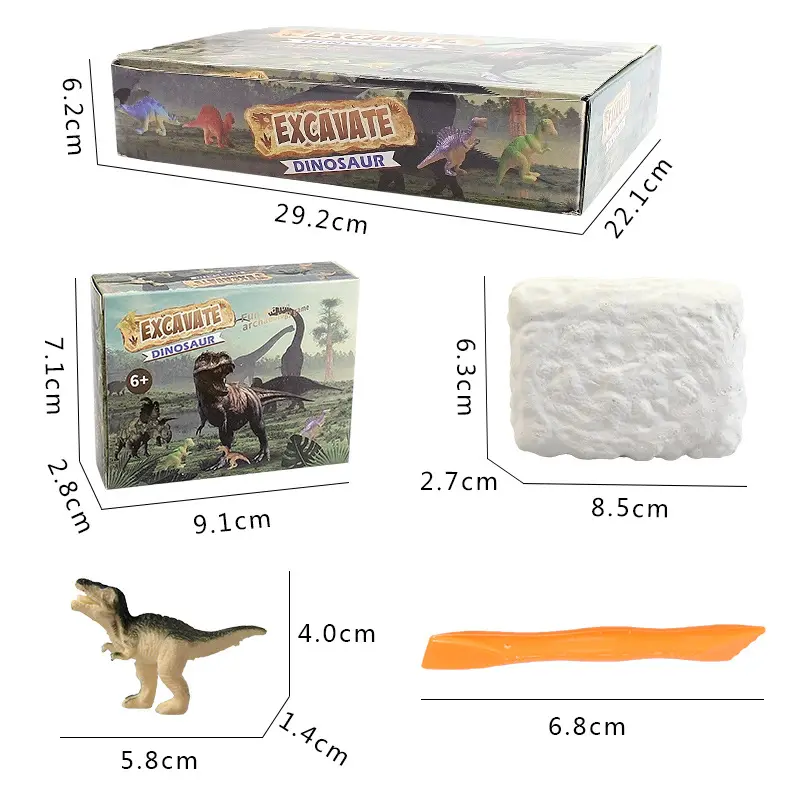 Оптовая продажа, 3D пластиковый динозавр, Дошкольная деятельность, археологическая коробка, набор для слепых, 12 различных красочных игрушек динозавров для детей