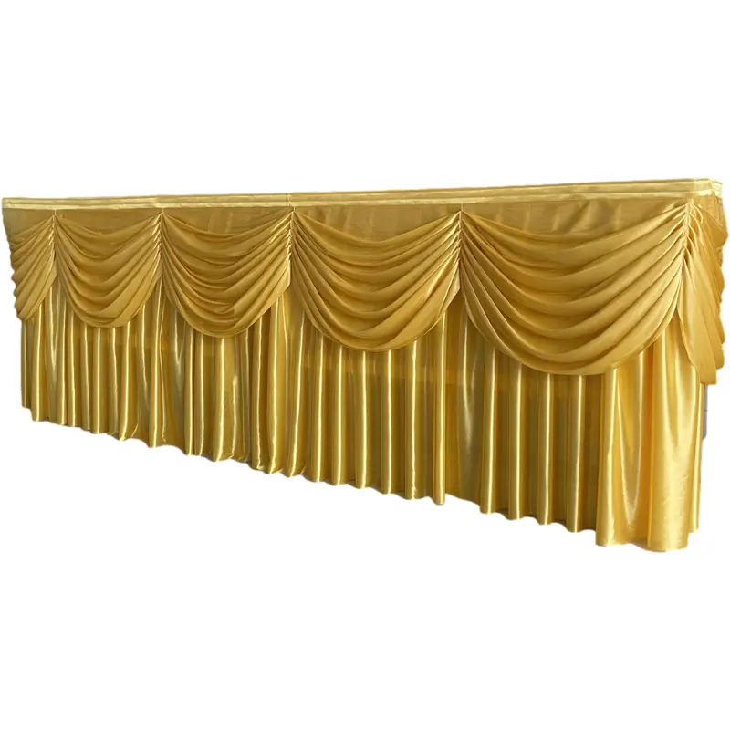 20ft swag table skirt ruffled table skirts wedding table skirting with wave decoration