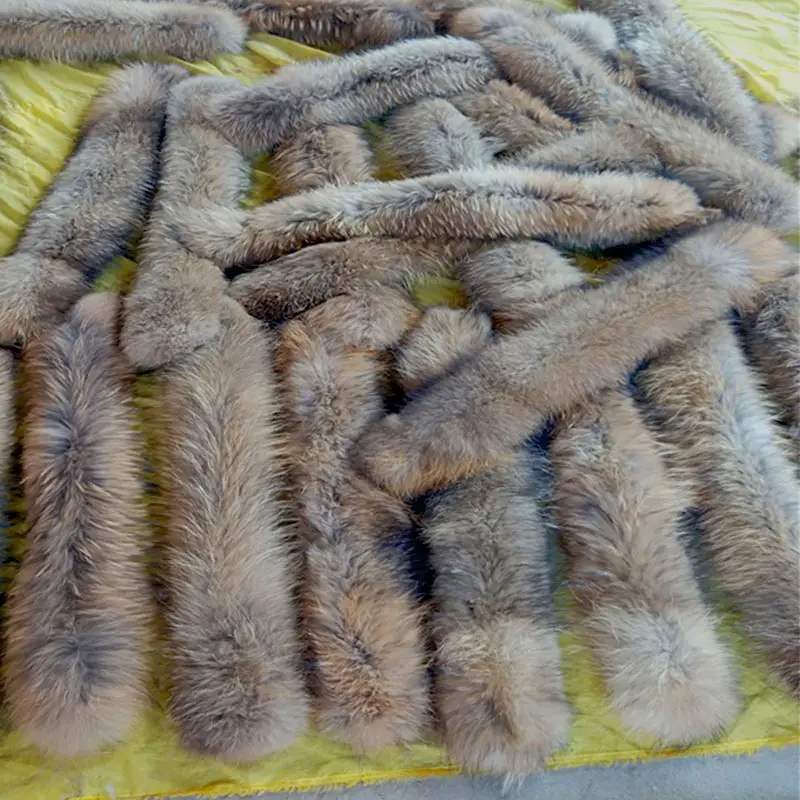 Воротник из меха енота для зимних пальто отделка из настоящего меха енота
