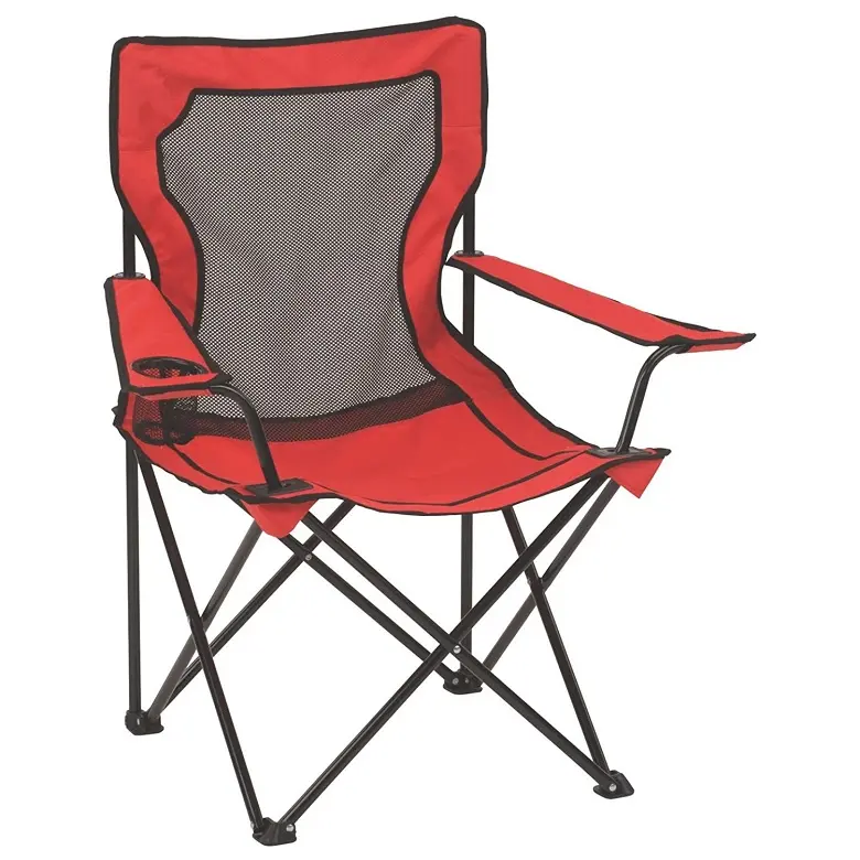 QIBU Wholesale Folding Portable Beach Chair Breathable Mesh Back Stable Steel Frame With Cup Holder