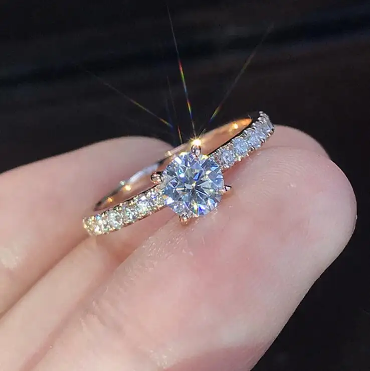 Торговая гарантия, модное обручальное кольцо с простым покрытием из серебра пробы с цирконием, обручальные кольца, женское кольцо с бриллиантами для девочек