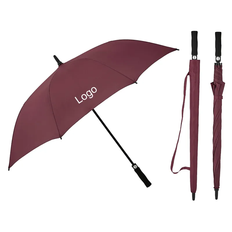 Red Rain Umbrella Large 30 Inch Windproof Fiberglass Golf Umbrella