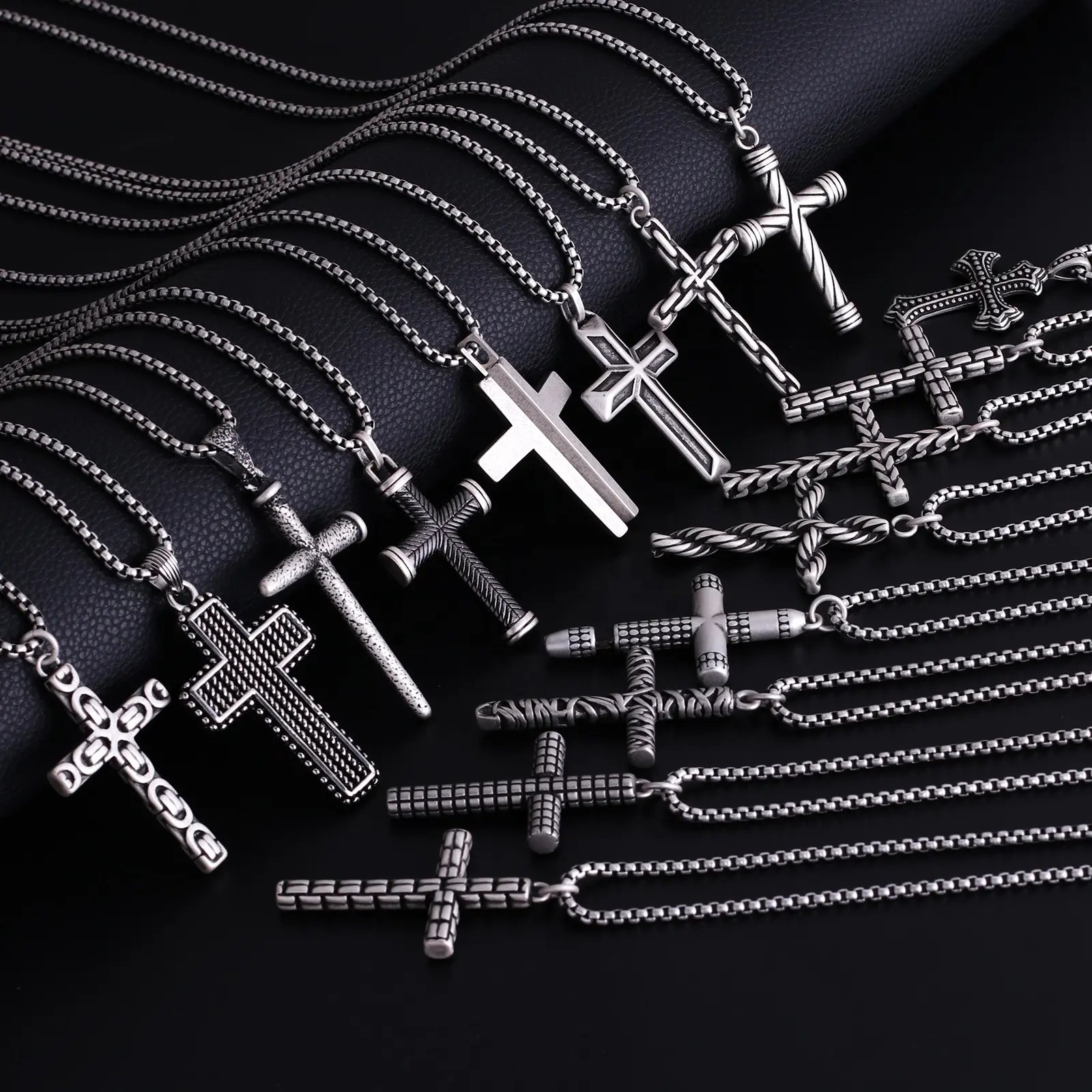 Антидаленная надувная серебряные ювелирные изделия мини-Шарм винтажные нержавеющий стальной Иисус Христос религиозный крест кулон подойдет в качестве подарка как для мужчин, так и для