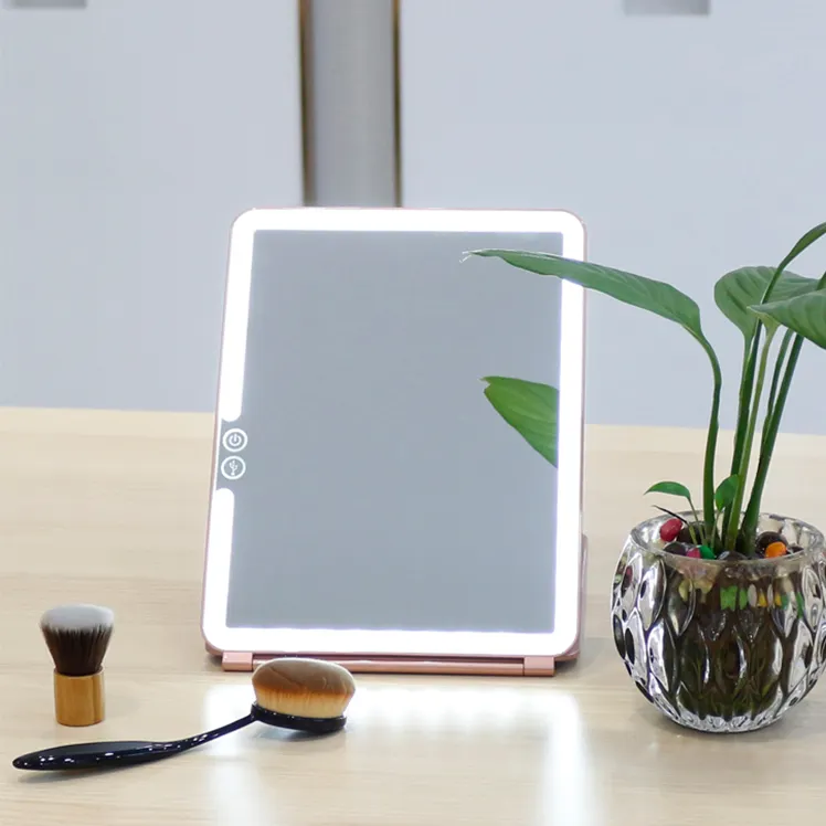 Wholesale LED Mirror Folding Thin Design Rechargeable Outdoor Portable Mirror With Lights