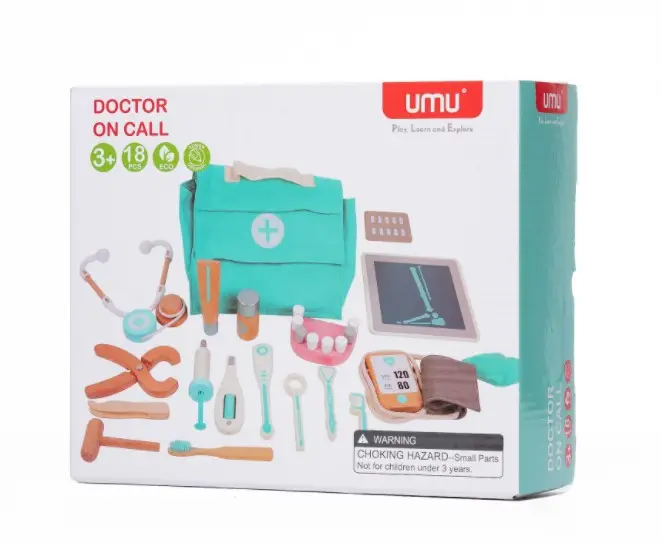 simulate Medical Kit Preschool Montessori educational Wooden Doctor Playset for Toddlers