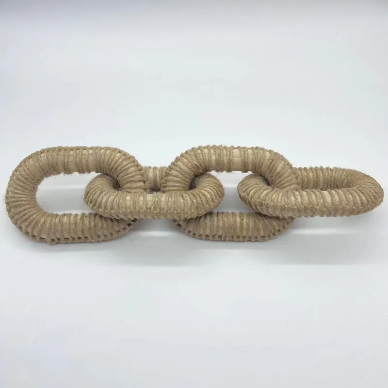 Nordic New Style Jute Rope Wrapped Decorations for Home Wood Chain Link Decor