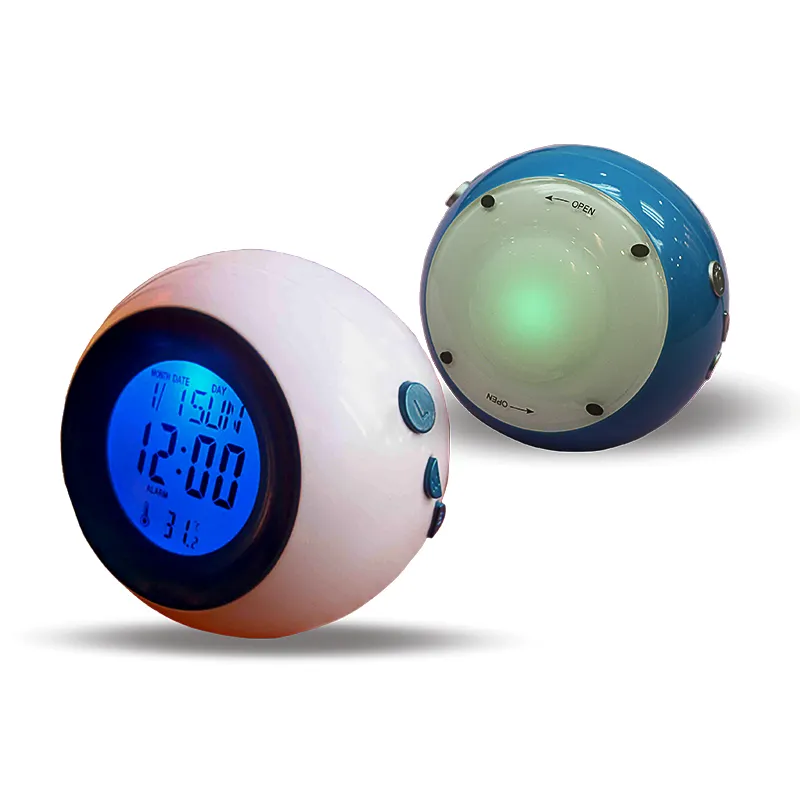 Ball shaped lcd alarm clock with thermometer