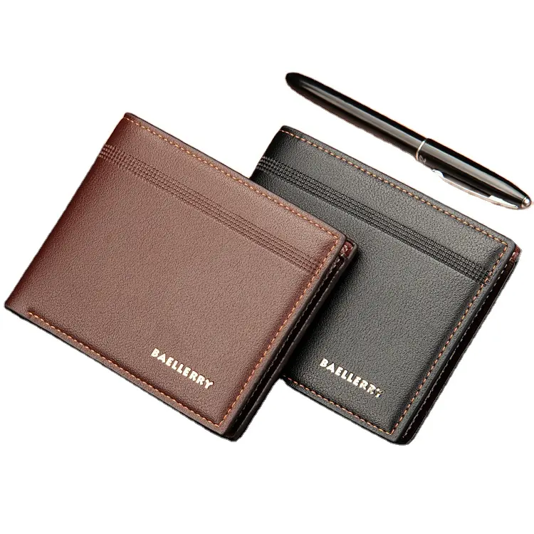 Baellerry Men's Short Money Card Holder Business Leisure Wallet,Male  PU Leather coin purse card case holder wholesale