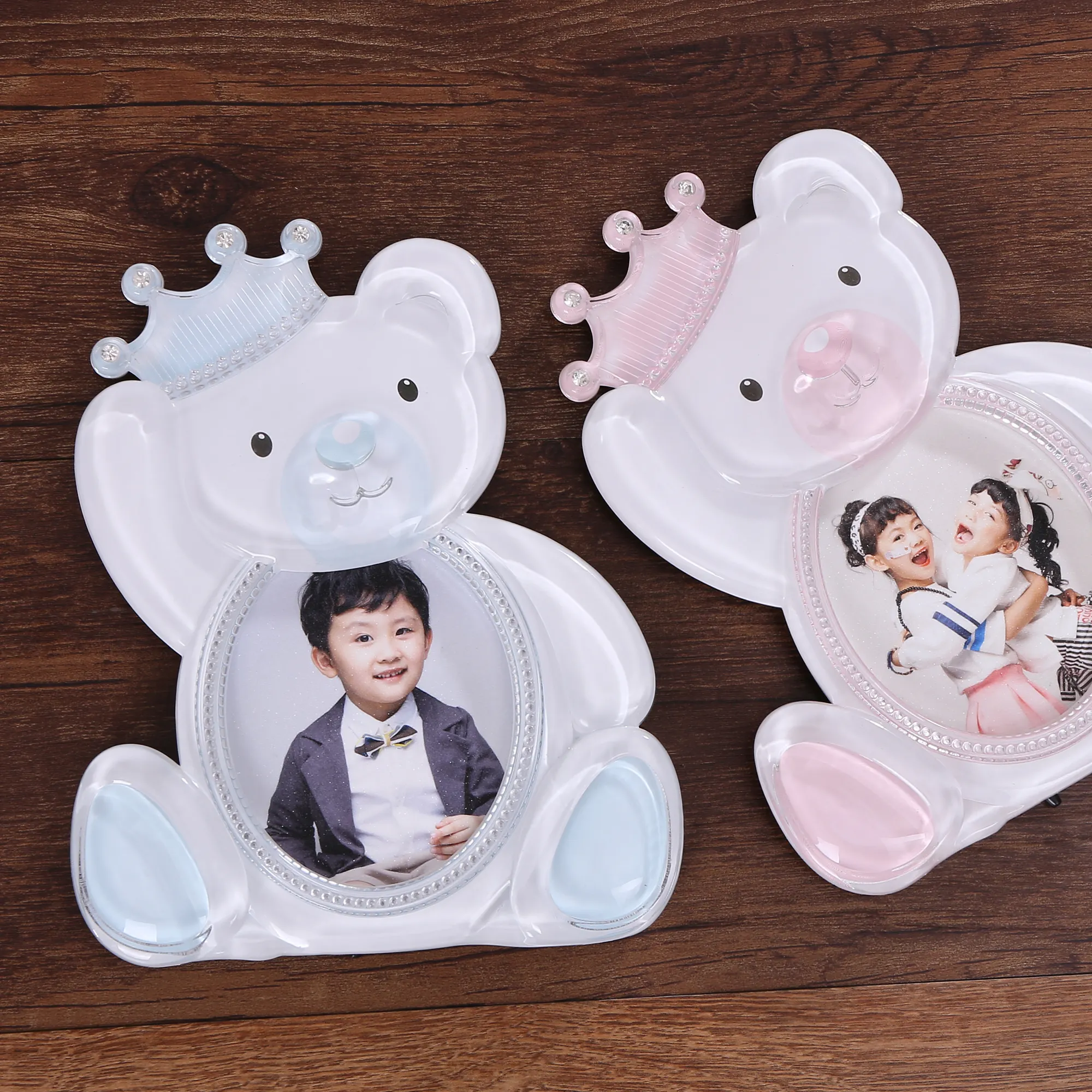 Lovely Bear Frame Baby Birthday Party Decoration Gifts Ellipse Baby Pictures Mini Newborn Photo Frame
