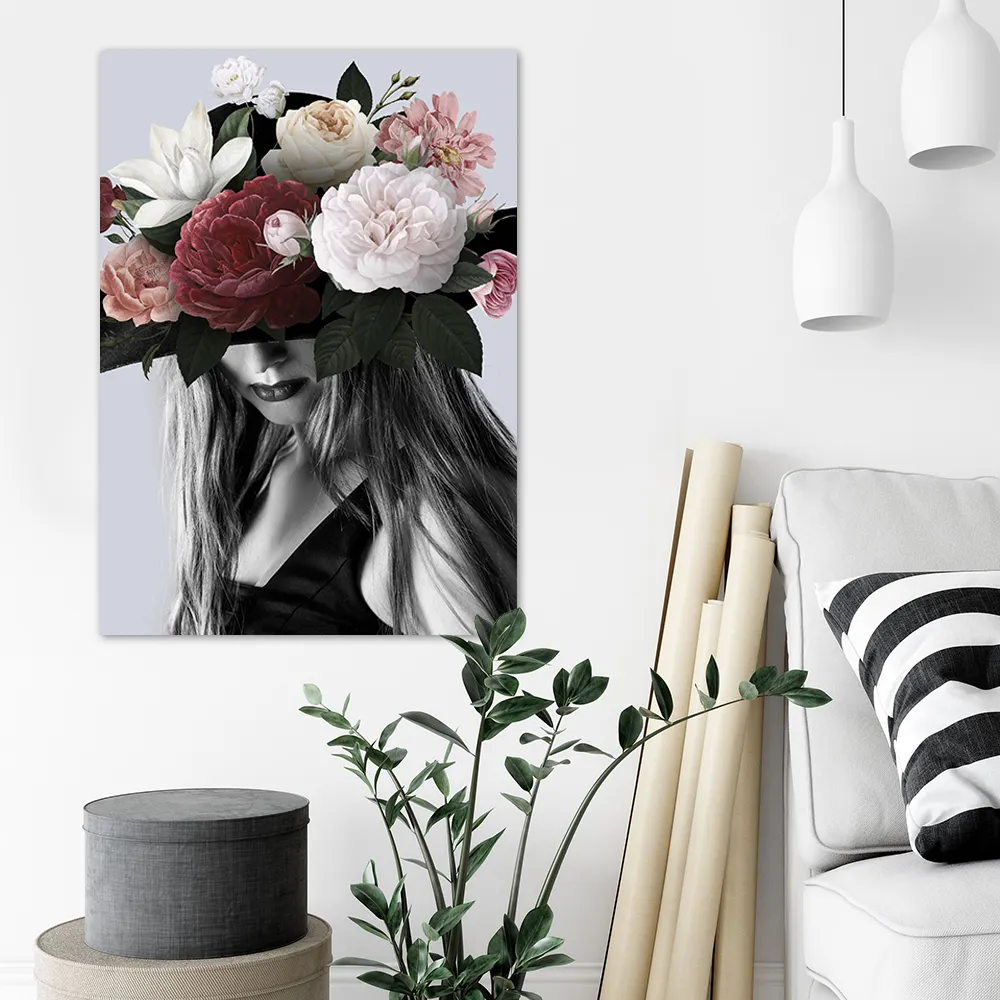 Настенная картина с изображением цветов и деревьев, хлопковая фотопечать на холсте, черно-белая печать на холсте