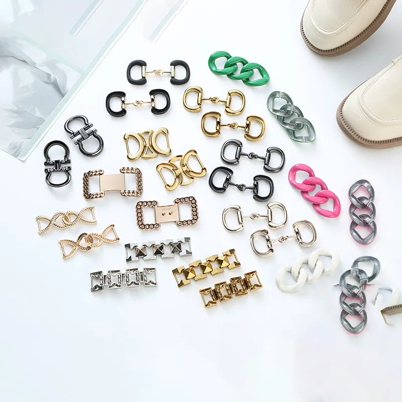 2022 New DIY metal ladies Shoe decoration accessories shoe chain decoration flower shoe buckles