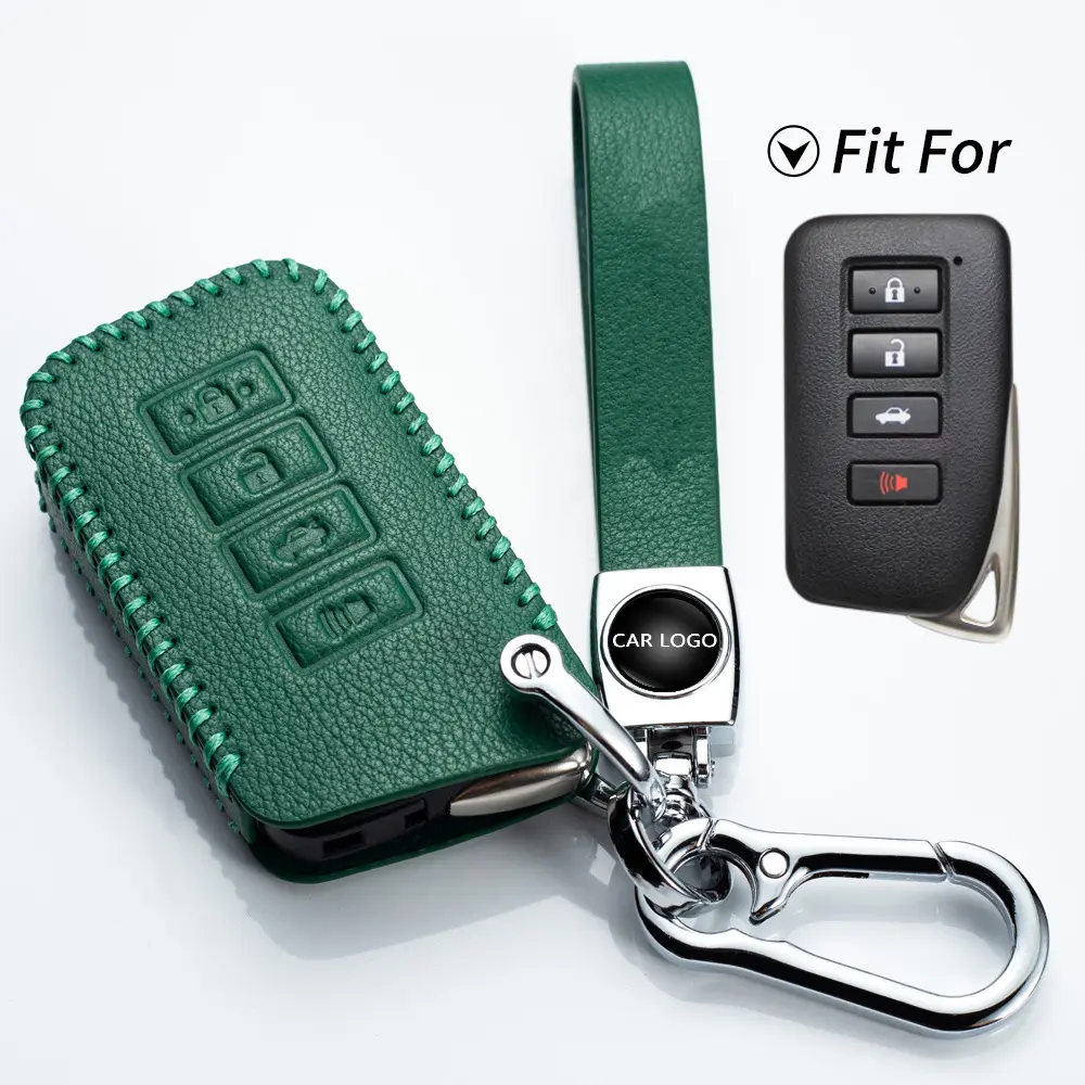 Wholesale Leather Car Key Fod Cover Case Protector Keyless For All Models 2/3/ 4/5 /6 Buttons Key Holder Car Logo Keychain