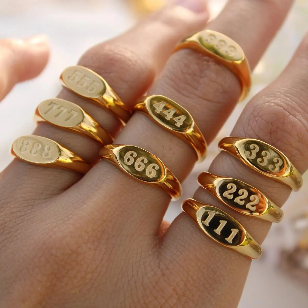 Кольцо с номером ангела, 111-999, с гравировкой, 18 карат, золото, нержавеющая сталь, водонепроницаемые кольца для мужчин и женщин, ювелирные изделия