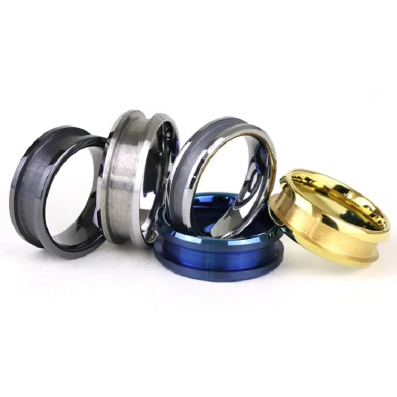 Custom Factory Directly Made DIY Jewelry 8mm 6mm 4mm Tungsten Carbide Channel Ring Core Blanks for Inlay