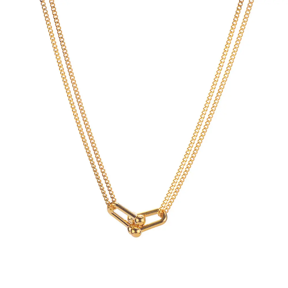 Изящное двойное ожерелье унисекс из нержавеющей стали дизайнерские ювелирные изделия Золотое серебряное мужское ожерелье в форме подковы