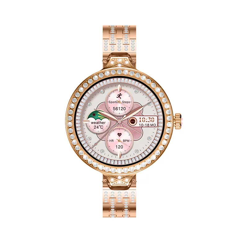 2024 HW16 мини-Смарт-часы женские Алмазные стальные 1,32 дюймов экран Водонепроницаемый NFC смарт-часы для женщин комплект модных украшений