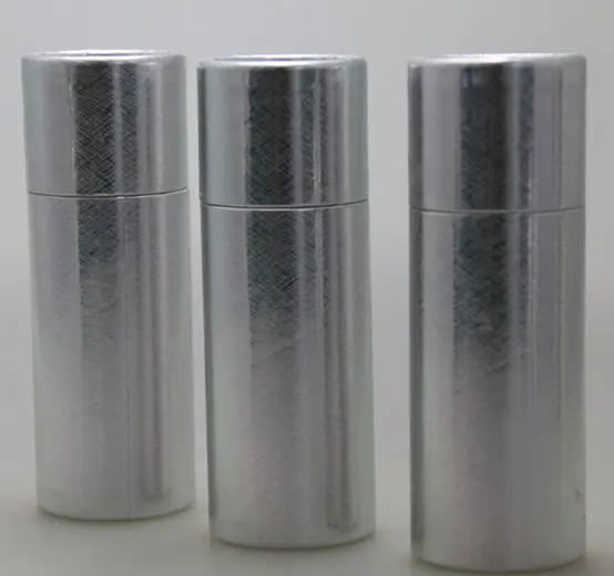 Logo printing Shinny silver Cosmetic Paper Tube Packaging for 30ml glass bottle