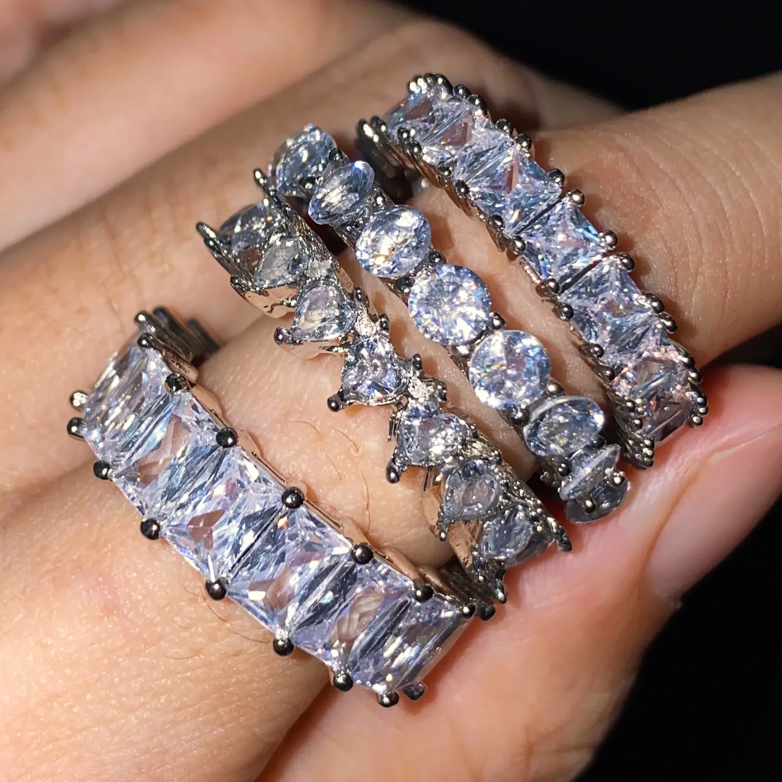 Модный Ювелирный Набор с бриллиантовым кристаллом, кольцо для девочки