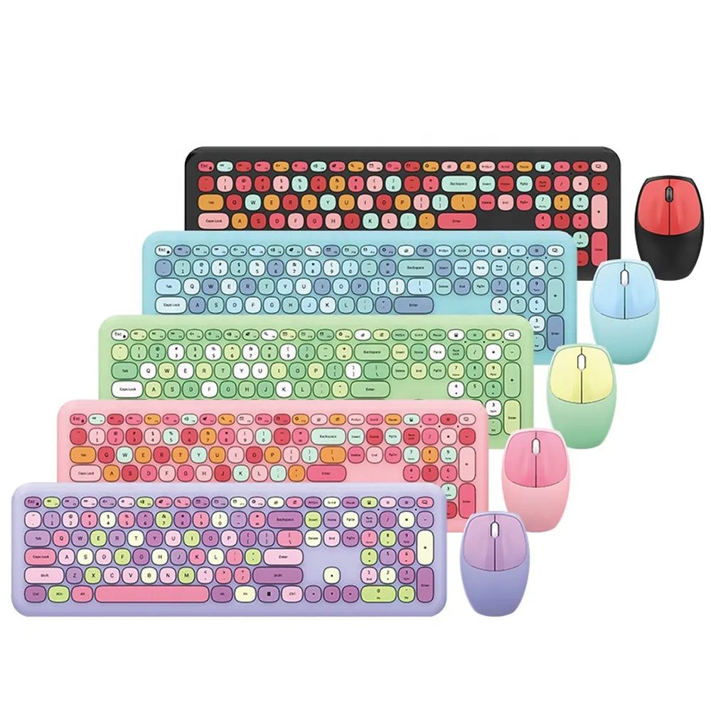 Professional Mute Wireless Keyboard And Mouse Combo 2.4ghz Colorful Girls Cute Creative Gifts Wireless Keyboard Mouse Set
