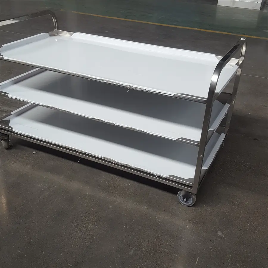 Stainless Steel Kitchen Food Service Trolley Factory For Sale With Wheels Restaurant Unique 3 Tiers Hotel Dining Room Cart