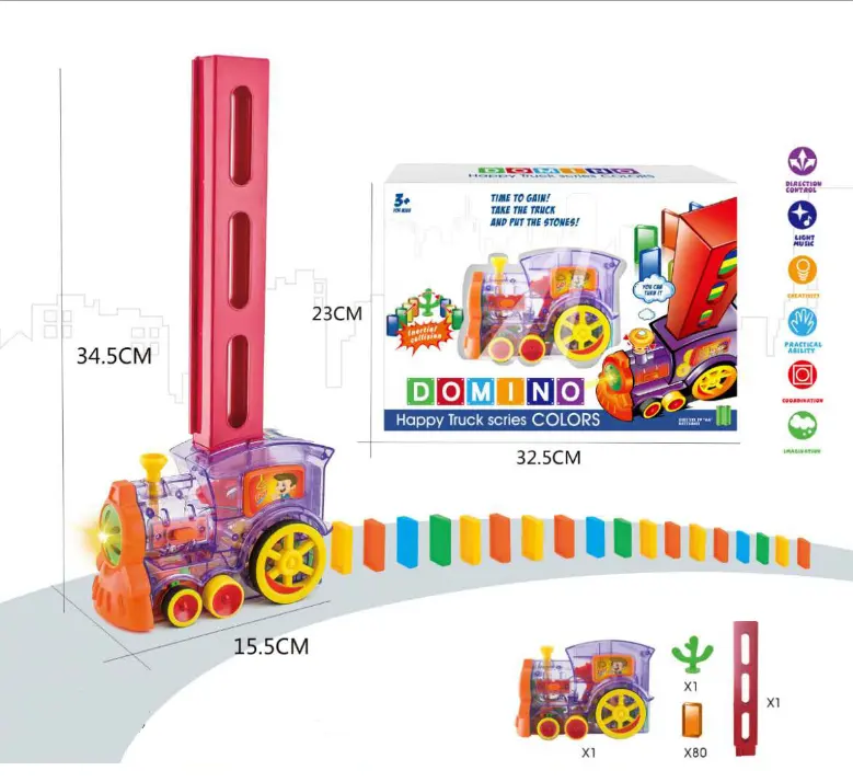 Best Gift for Kids Electric Children's Intelligence Educational Toys Domino Train with light and sound