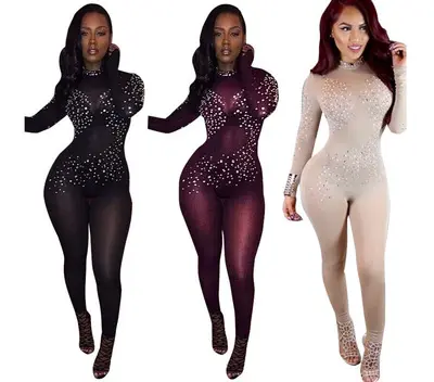 2019 sexy Pattern ironing long sleeve perspective zentai catsuit for women