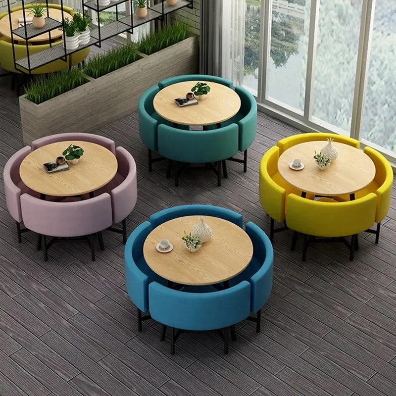 Interior Design Modern Round Chaise Mesas y Sillas Para Restaurant Furniture Tables And Chairs Set For Cafes And Restaurants