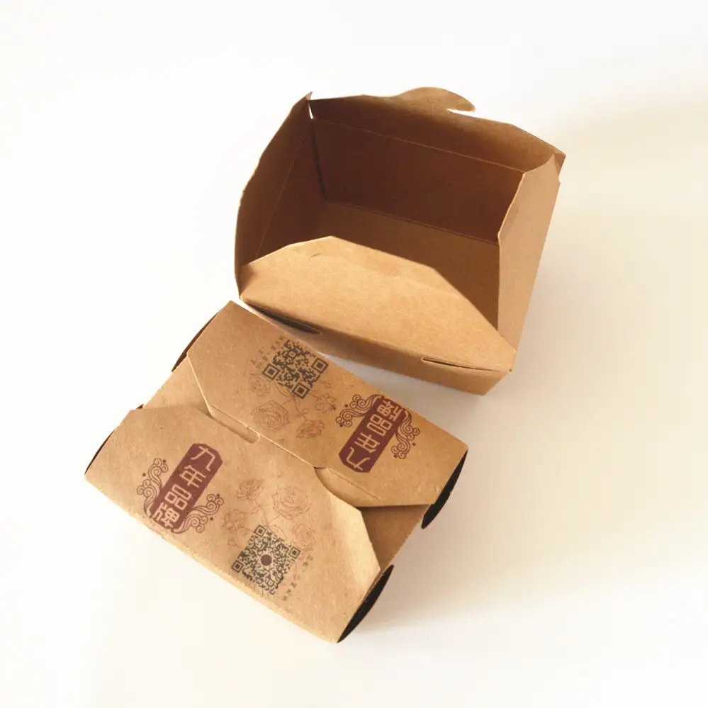 Delivery Packaging In Stock Brown Kraft Foldable Food Catering Box
