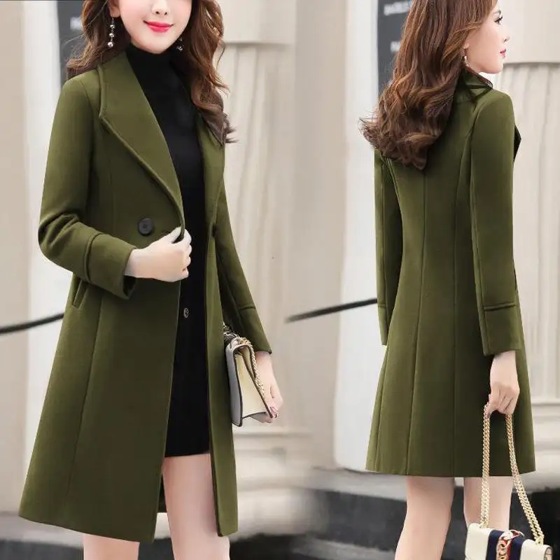 Оптовая продажа, Корейская версия, тонкое женское пальто средней длины, женское 2024 осенне-зимнее Новое модное пальто больших размеров