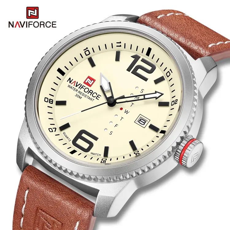 Reloj naviforce 9063 SBBN роскошные кожаные часы для мужчин 3atm водонепроницаемые часы для мужчин