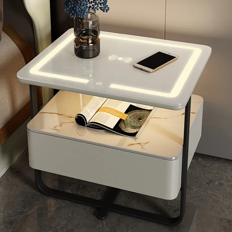 Modern simple and luxurious intelligent bedside table Multi functional wireless charging password lock bedside table