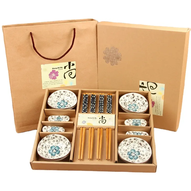 Japanese Style Tableware Set (12pcs) Ceramic Sushi Dish Sashimi Soysauce Dish in Gift Box