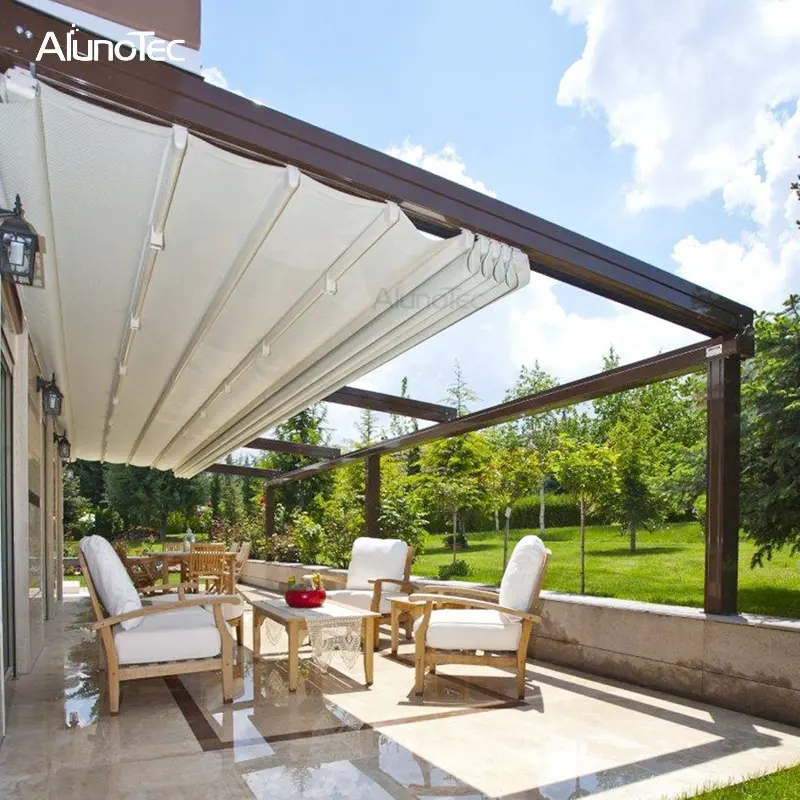 ALUNO Outdoor Motorized Aluminium Roofing Gazebo Pergola Folding Awning Retractable Roof