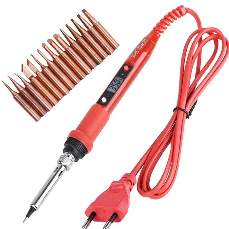 110V 220V 80W LCD Soldering iron kit adjustable temperature solder welding tools Ceramic heater soldering tips 15kind copper tip