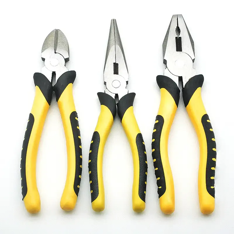 Wholesales casting tiger handle wire cutting combination  household hardware tools clamp needle-nose diagonal pliers