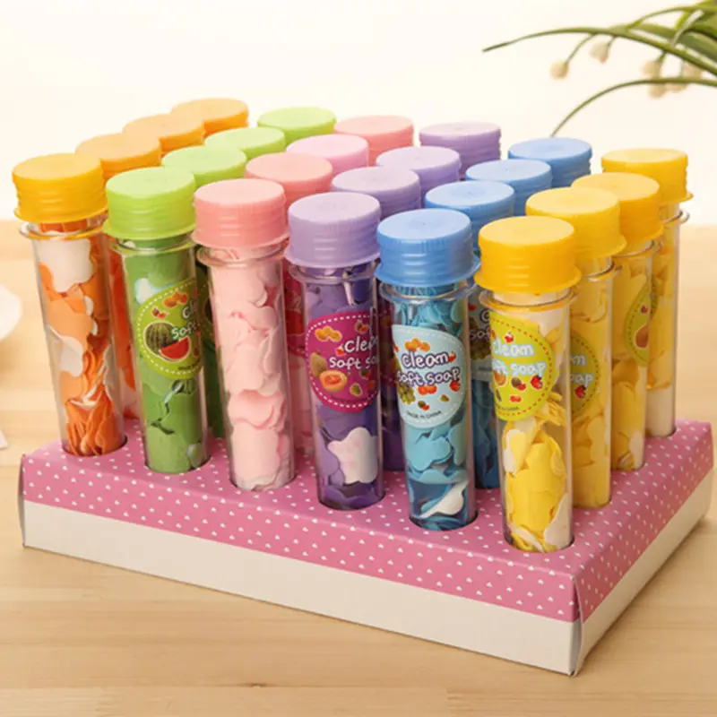 Outdoor Portable Disposable Soap Slice Hand Washing Sheet Flake Travel Bottle Handwashing Paper Test Tube Flower Soap