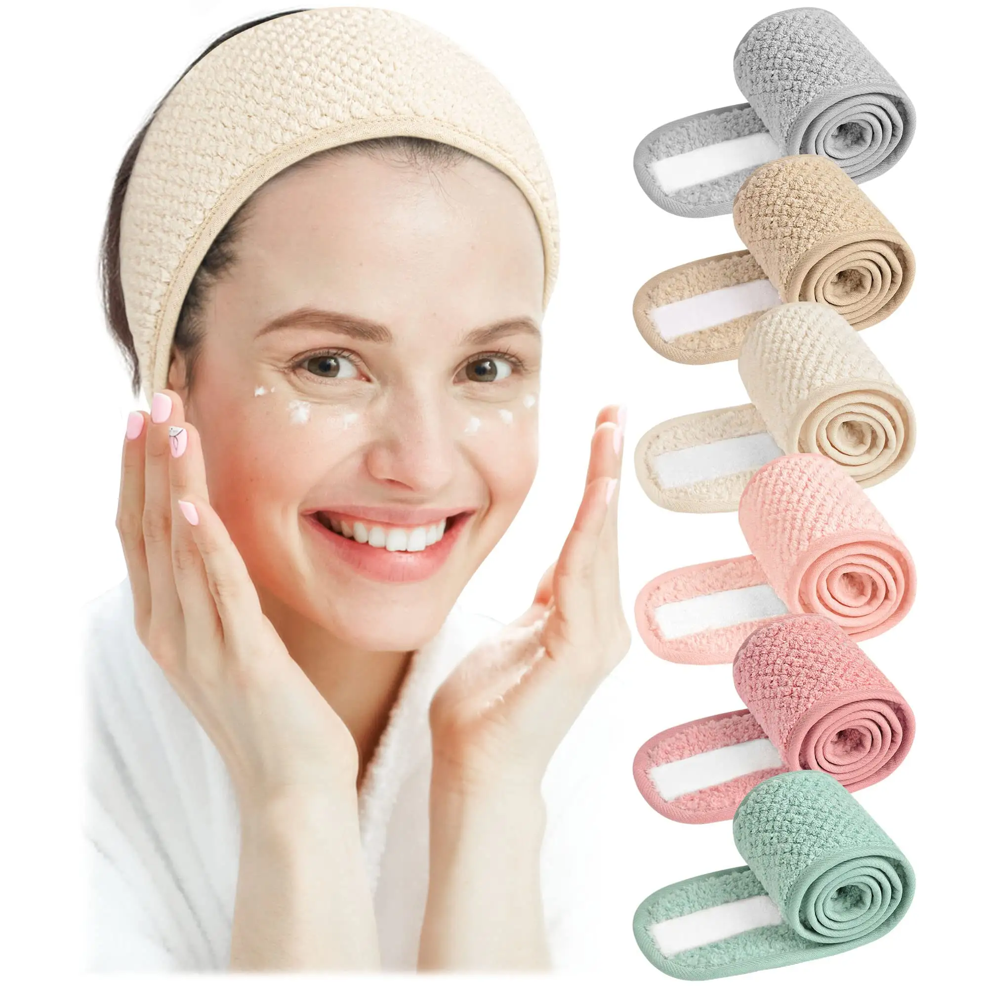 Spa Headband Gentle Microfiber Hairband Soft Absorbent Breathable Adjustable Stretch Makeup Headband for Face Washing Shower