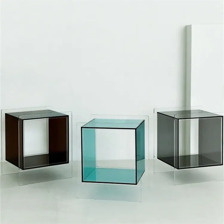 Прозрачный Красочный минималистичный дизайн мебель для спальни гостиная акриловый прикроватный столик квадратный диван акриловый боковой стол