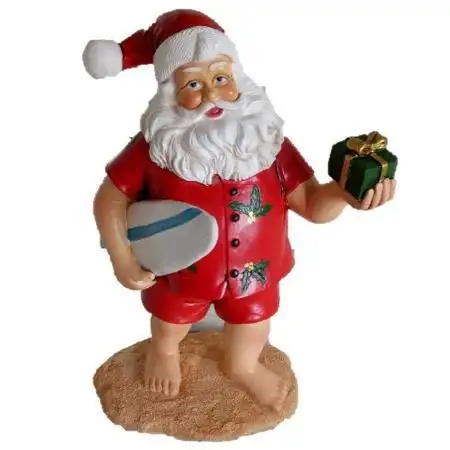 custom funny Ceramic Surfing Santa claus figurines Christmas Decoration ornament