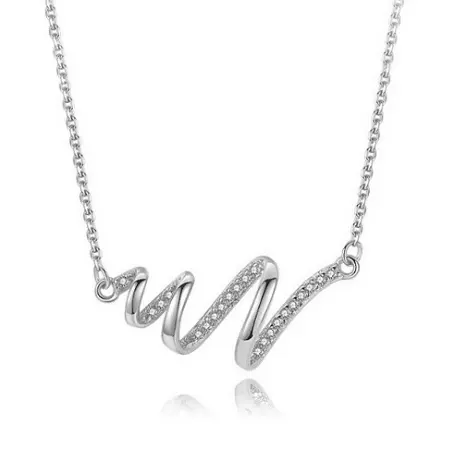 High Quality Custom 925 Sterling Silver Jewelry Wave Heartbeat Pendant Woman Necklace