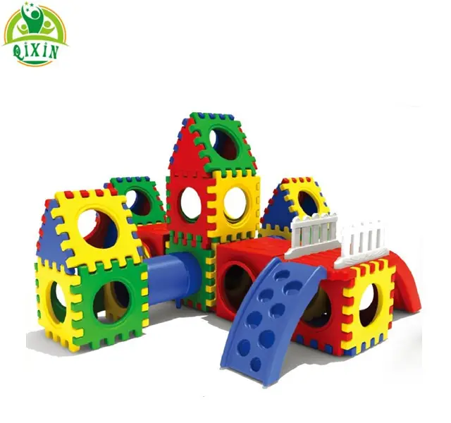 Красочные пластиковые Крытый детский сад туннель игровое оборудование пластиковые объединяющие игрушки для текущей QX-18166A