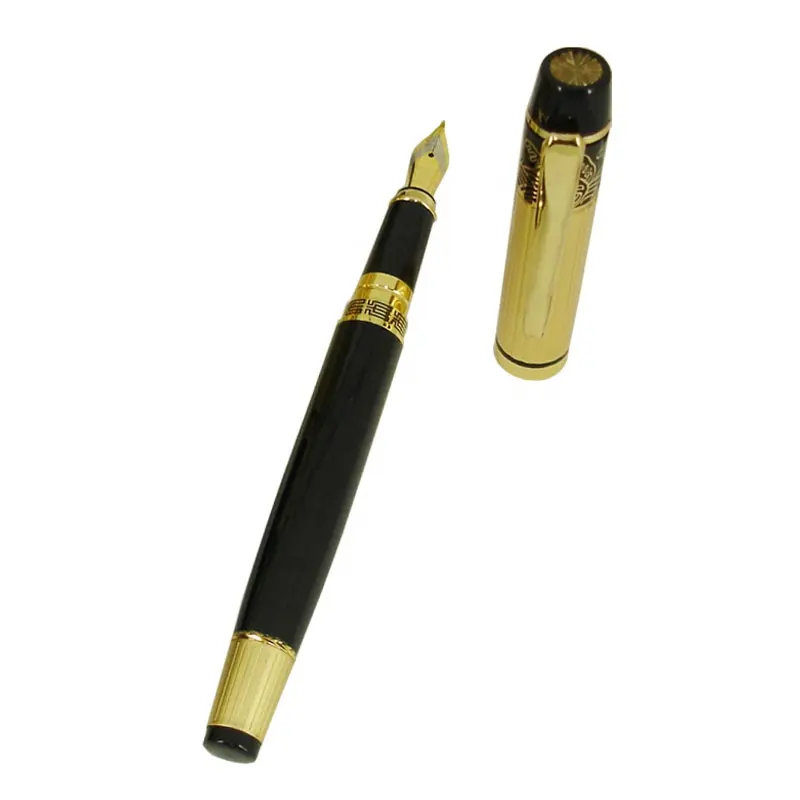 ACMECN Stainless Steel Black Pen China Element Branded 45g Metal Heavy Fancy Liquid ink Logo Fountain Pen for Promotion Gifts