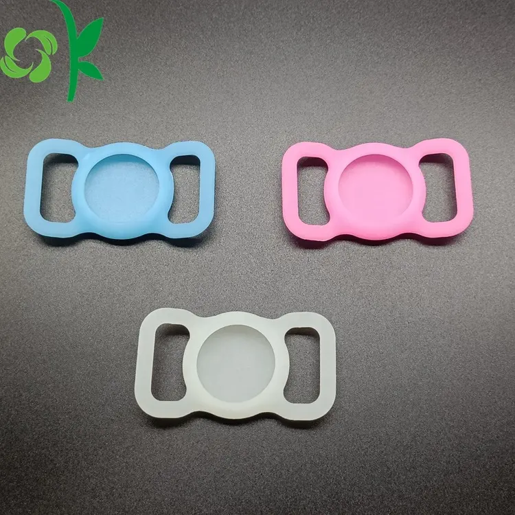 OKSILICONE Custom Logo Silicone Air Tag Dog Collar Case Glow In The Dark Color Silicone Cover For Airtag